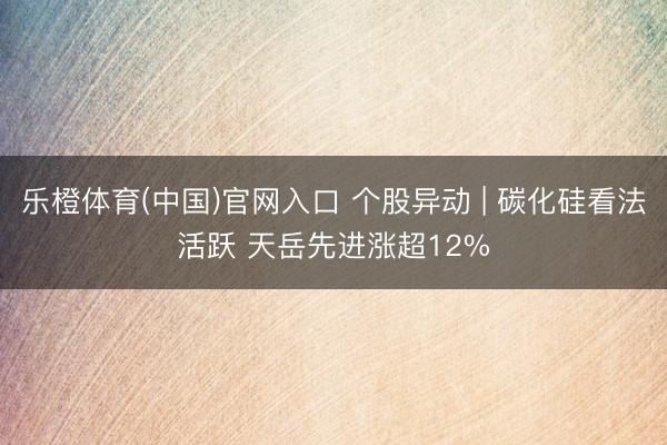 乐橙体育(中国)官网入口 个股异动 | 碳化硅看法活跃 天岳先进涨超12%