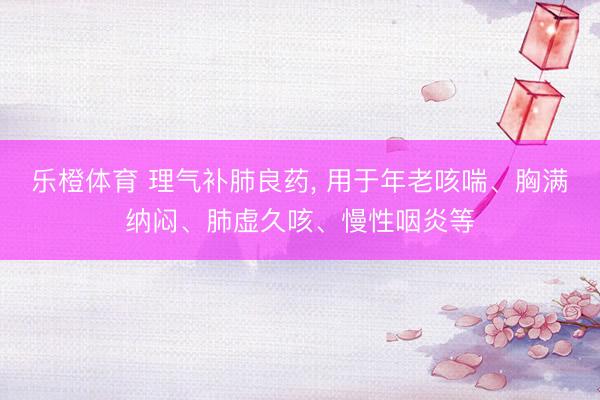 乐橙体育 理气补肺良药， 用于年老咳喘、胸满纳闷、肺虚久咳、慢性咽炎等