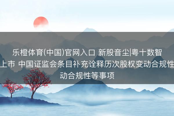 乐橙体育(中国)官网入口 新股音尘|粤十数智拟港股上市 中国证监会条目补充诠释历次股权变动合规性等事项