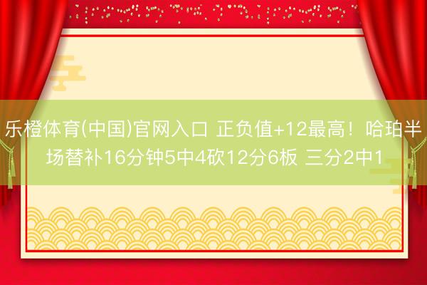 乐橙体育(中国)官网入口 正负值+12最高!哈珀半场替补16分钟5中4砍12分6板 三分2中1