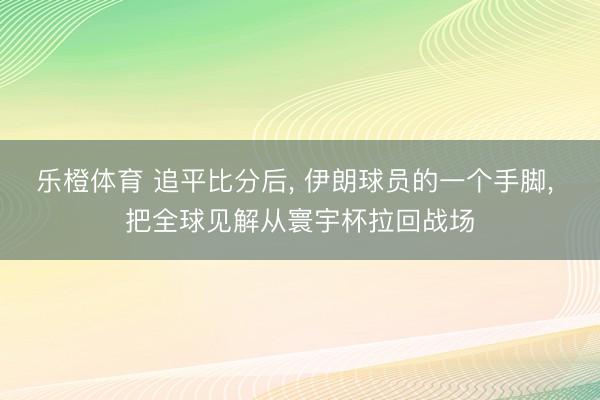 乐橙体育 追平比分后， 伊朗球员的一个手脚， 把全球见解从寰宇杯拉回战场